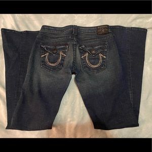 True Religion Flare leg Low Rise Dark Jeans